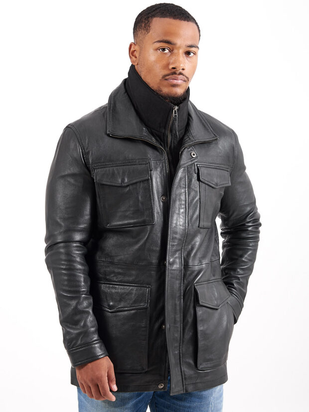 QUEBEC SHEEP BLACK - AUTHENTIC MENS BLACK LEATHER JACKET