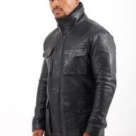 QUEBEC SHEEP BLACK - AUTHENTIC MENS BLACK LEATHER JACKET
