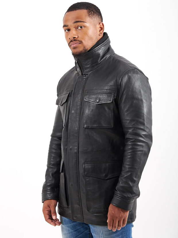 QUEBEC SHEEP BLACK - AUTHENTIC MENS BLACK LEATHER JACKET