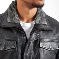 QUEBEC SHEEP BLACK - AUTHENTIC MENS BLACK LEATHER JACKET