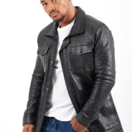 QUEBEC SHEEP BLACK - AUTHENTIC MENS BLACK LEATHER JACKET