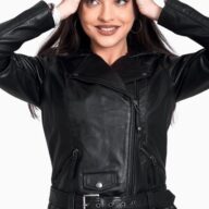 RHEA BUFFALO BLACK - AUTHENTIC WOMENS BLACK LEATHER JACKET