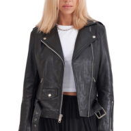 RHEA-SILVER SHEEP BLACK - AUTHENTIC WOMENS BLACK LEATHER JACKET