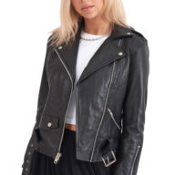 RHEA-SILVER SHEEP BLACK - AUTHENTIC WOMENS BLACK LEATHER JACKET