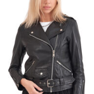 RHEA-SILVER SHEEP BLACK - AUTHENTIC WOMENS BLACK LEATHER JACKET