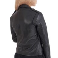RHEA-SILVER SHEEP BLACK - AUTHENTIC WOMENS BLACK LEATHER JACKET