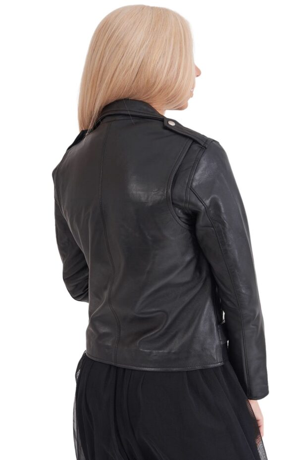 RHEA-SILVER SHEEP BLACK - AUTHENTIC WOMENS BLACK LEATHER JACKET