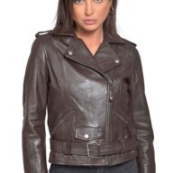 RHEA SHEEP BROWN - AUTHENTIC WOMENS BROWN LEATHER JACKET