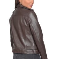 RHEA SHEEP BROWN - AUTHENTIC WOMENS BROWN LEATHER JACKET