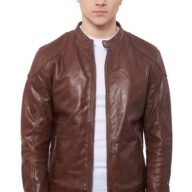 ROMEO BUFFALO COGNAC - AUTHENTIC MENS COGNAC LEATHER JACKET