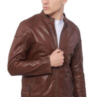 ROMEO BUFFALO COGNAC - AUTHENTIC MENS COGNAC LEATHER JACKET