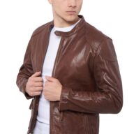 ROMEO BUFFALO COGNAC - AUTHENTIC MENS COGNAC LEATHER JACKET