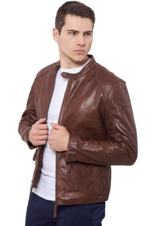 ROMEO BUFFALO COGNAC - AUTHENTIC MENS COGNAC LEATHER JACKET