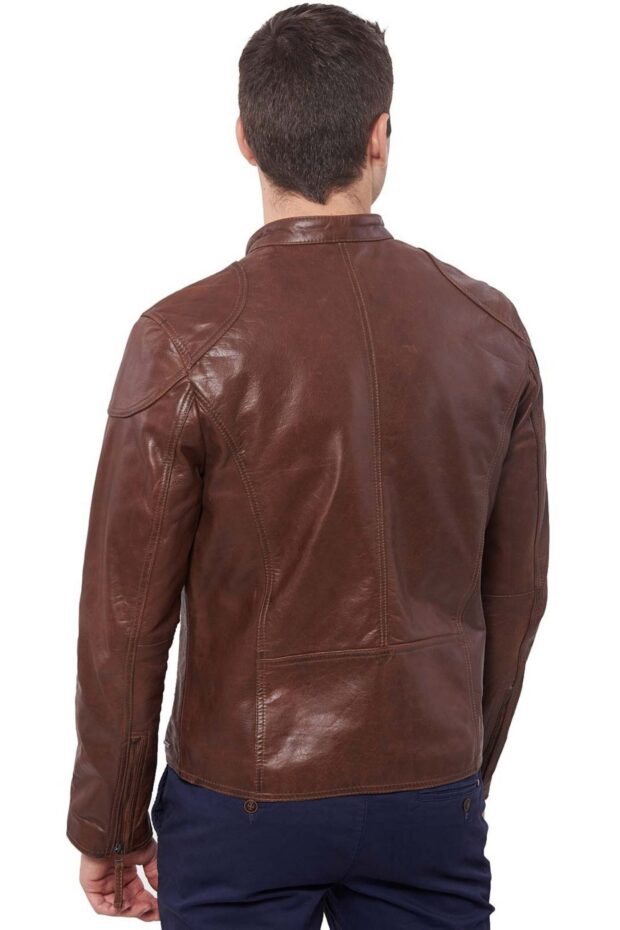 ROMEO BUFFALO COGNAC - AUTHENTIC MENS COGNAC LEATHER JACKET
