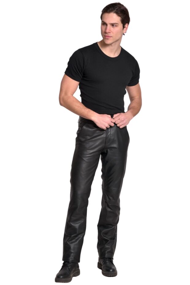 SLIM SHEEP BLACK - AUTHENTIC MENS LEATHER PANTS