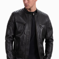 DELTA SHEEP BLACK - AUTHENTIC MENS BLACK LEATHER JACKET