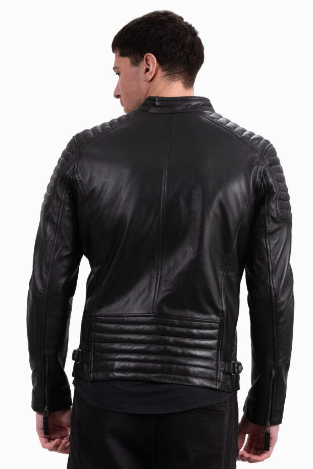 DELTA SHEEP BLACK - AUTHENTIC MENS BLACK LEATHER JACKET