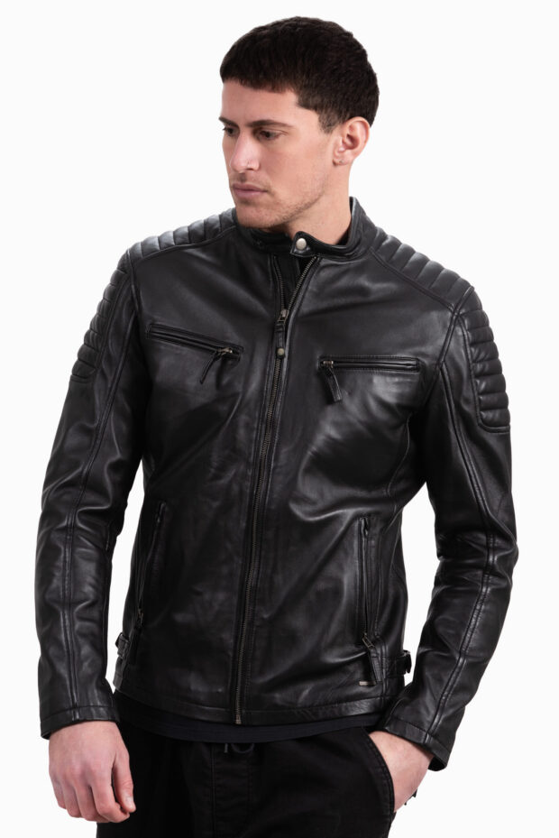 DELTA SHEEP BLACK - AUTHENTIC MENS BLACK LEATHER JACKET