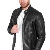 VIPER SHEEP BLACK - AUTHENTIC MENS BLACK LEATHER JACKET