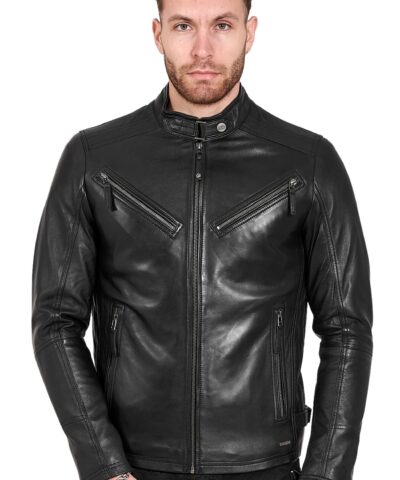 VIPER SHEEP BLACK - AUTHENTIC MENS BLACK LEATHER JACKET