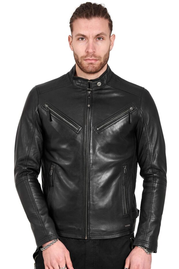 VIPER SHEEP BLACK - AUTHENTIC MENS BLACK LEATHER JACKET