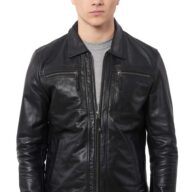 WHISKEY BUFFALO BLACK - AUTHENTIC MENS BLACK LEATHER JACKET