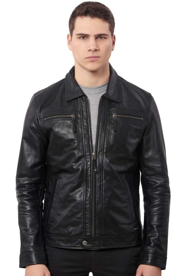 WHISKEY BUFFALO BLACK - AUTHENTIC MENS BLACK LEATHER JACKET
