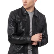 WHISKEY BUFFALO BLACK - AUTHENTIC MENS BLACK LEATHER JACKET