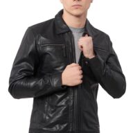 WHISKEY BUFFALO BLACK - AUTHENTIC MENS BLACK LEATHER JACKET