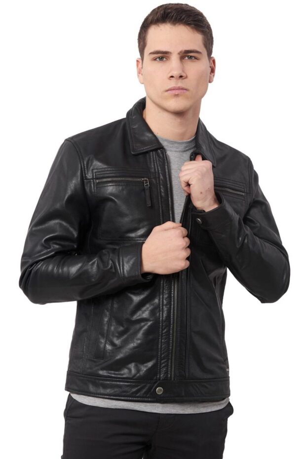 WHISKEY BUFFALO BLACK - AUTHENTIC MENS BLACK LEATHER JACKET