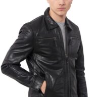 WHISKEY BUFFALO BLACK - AUTHENTIC MENS BLACK LEATHER JACKET