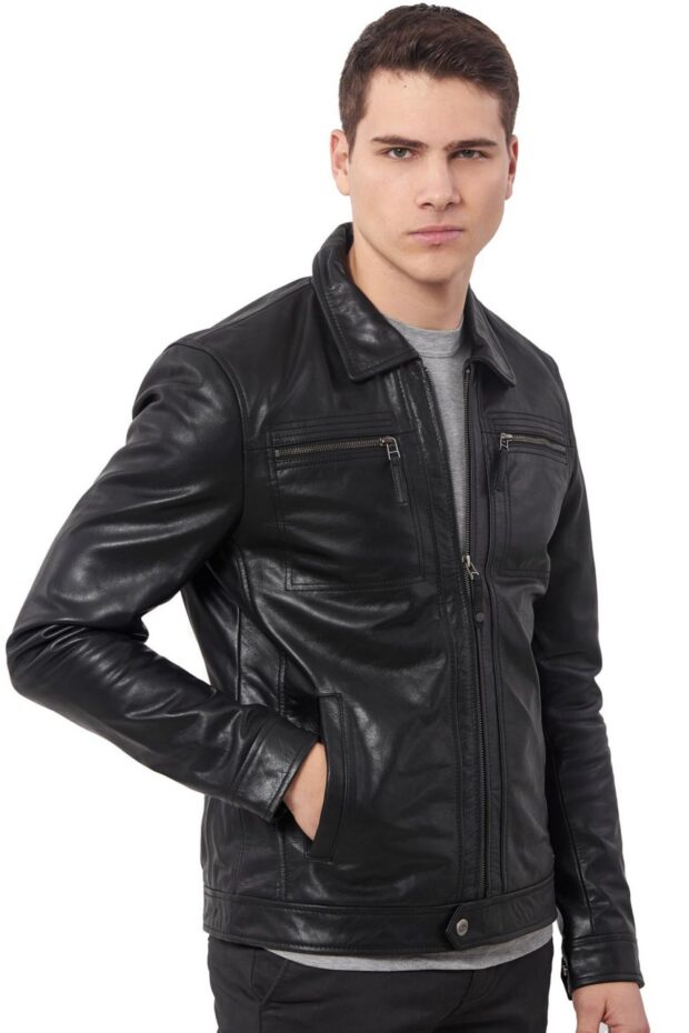 WHISKEY BUFFALO BLACK - AUTHENTIC MENS BLACK LEATHER JACKET