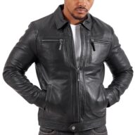 WHISKEY SHEEP BLACK - AUTHENTIC MENS BLACK LEATHER JACKET