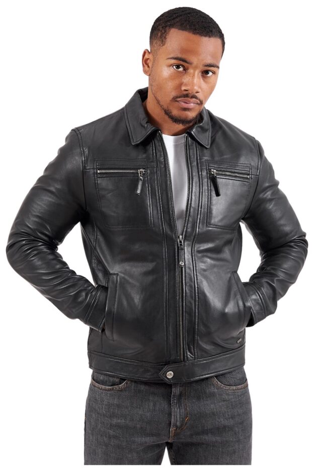 WHISKEY SHEEP BLACK - AUTHENTIC MENS BLACK LEATHER JACKET