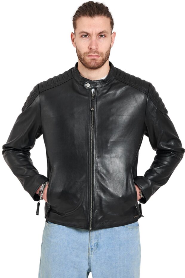YANKEE SHEEP BLACK - AUTHENTIC MENS BLACK LEATHER JACKET