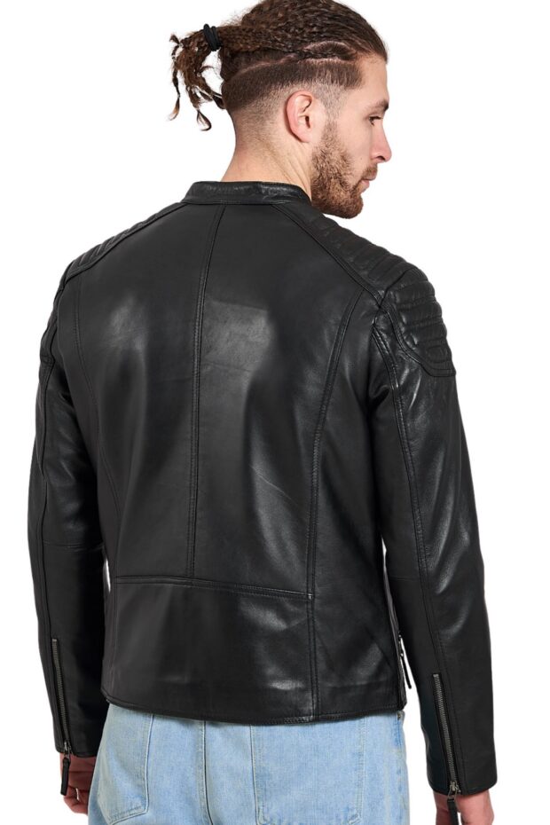 YANKEE SHEEP BLACK - AUTHENTIC MENS BLACK LEATHER JACKET